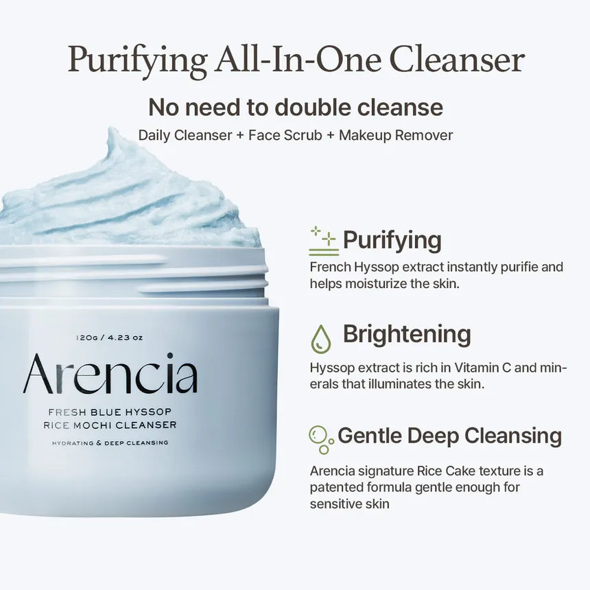 Arencia - Fresh Blue Hyssop Rice Mochi Cleanser 120ml
