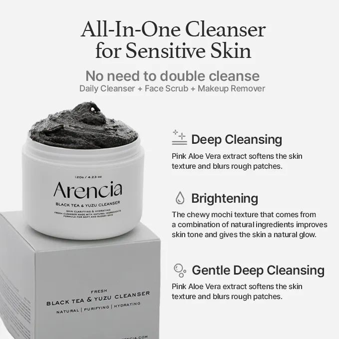 Arencia - Black Tea Rice Mochi Cleanser 120g