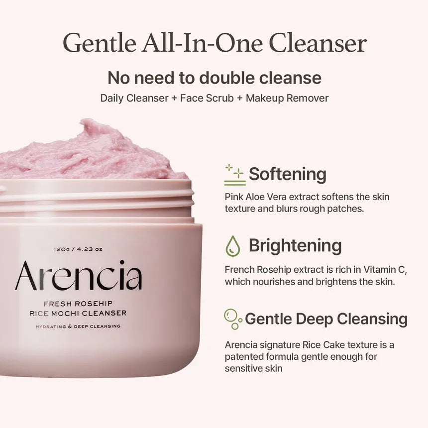 Arencia - Fresh Rosehip Rice Mochi Cleanser