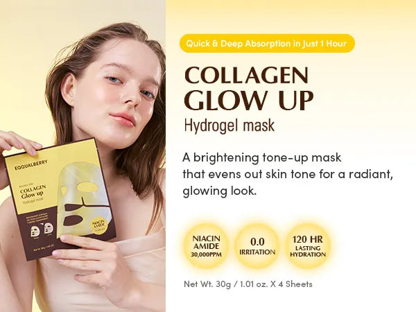 EQQUALBERRY - Collagen Glow up Hydrogel Mask Set 4pcs