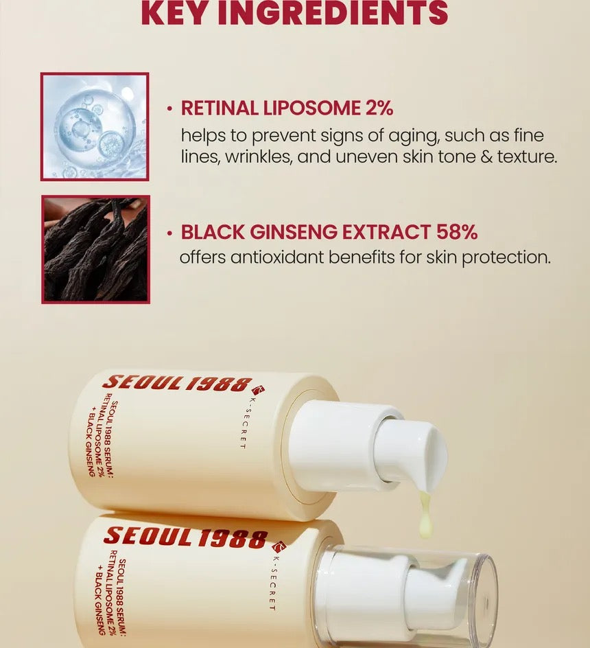 KSECRET - SEOUL 1988 Serum : Retinal Liposome 2% + Black Ginseng [30ml]